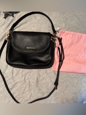 Poppy & Peonies Black Leather Downtown Crossbody Bag